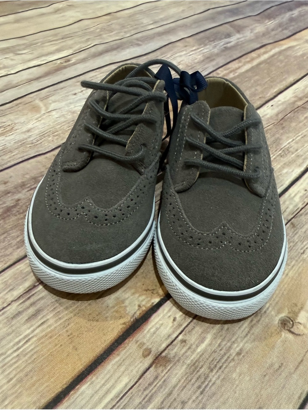 Janie and Jack Gray Suede Kids Lace-Up Sneakers